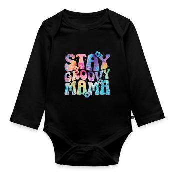 Groovy Mutter Passende Familie Am 1. Geburtstag - Baby Bio-Langarm-Body - Schwarz - Vorne