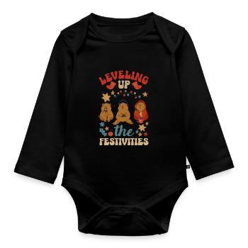Mode inspirée du jeu Jeux sur le thème des Fêtes - Body Bébé bio manches longues - noir - Devant