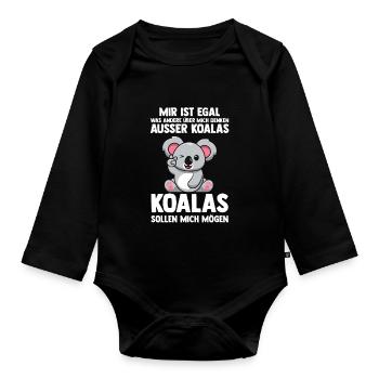 Koalabär Koala - Baby Bio-Langarm-Body - Schwarz - Vorne