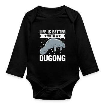 Dugong Manatees Manatee - Organic Longsleeve Baby Bodysuit - black - Front