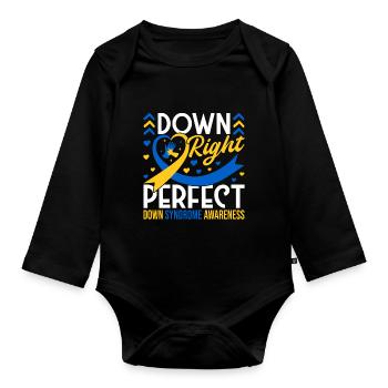 Down Syndrome Awareness Month Down - Baby Bio-Langarm-Body - Schwarz - Vorne