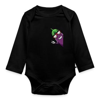 Aubergine, fruits et légumes - Body Bébé bio manches longues - noir - Devant