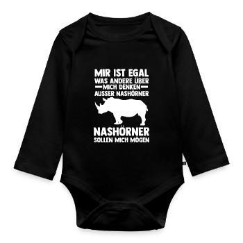 Nashorn - Baby Bio-Langarm-Body - Schwarz - Vorne