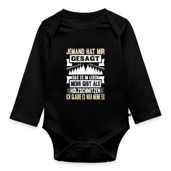 Zimmermann Schreiner Holz - Baby Bio-Langarm-Body - Schwarz - Vorne