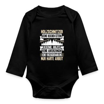 Zimmermann Schreiner Holz - Baby Bio-Langarm-Body - Schwarz - Vorne