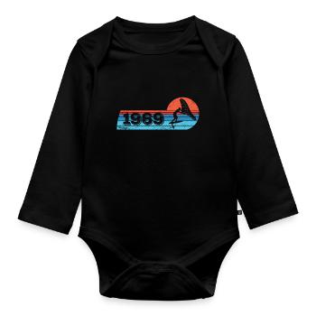 Wingfoil-Surfer Geburtstag Jahrgang 1969 geboren - Baby Bio-Langarm-Body - Schwarz - Vorne