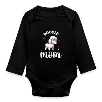 Maman caniche - Pudel - Body Bébé bio manches longues - noir - Devant