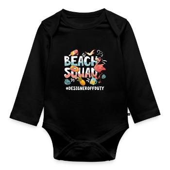 Groupe de plage de vacances design - Body Bébé bio manches longues - noir - Devant