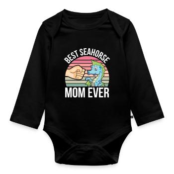 Seepferdchen | Meer Seepferd Tiere Fische Geschenk - Baby Bio-Langarm-Body - Schwarz - Vorne