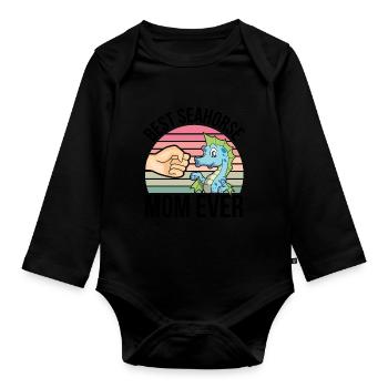 Seepferdchen | Meer Seepferd Tiere Fische Geschenk - Baby Bio-Langarm-Body - Schwarz - Vorne