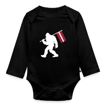 Latvia - Organic Longsleeve Baby Bodysuit - black - Front