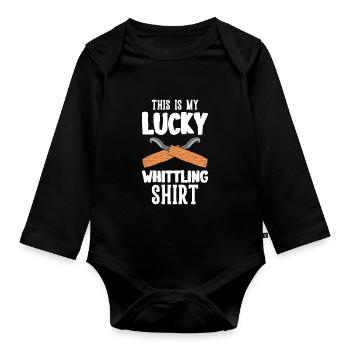 Wood Shining Wood Carving - Organic Longsleeve Baby Bodysuit - black - Front