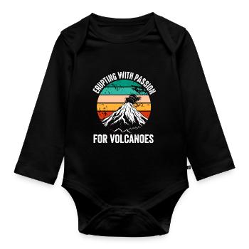 Vulkanologe, Vulkanologie, Geologe, Geologie - Baby Bio-Langarm-Body - Schwarz - Vorne