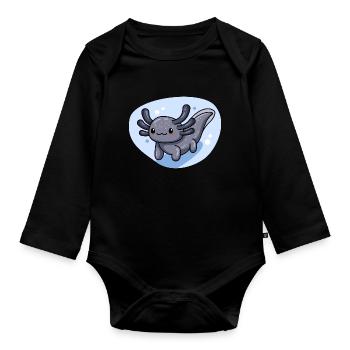 Stark markierter melanoider Axolotl für Fans - Baby Bio-Langarm-Body - Schwarz - Vorne