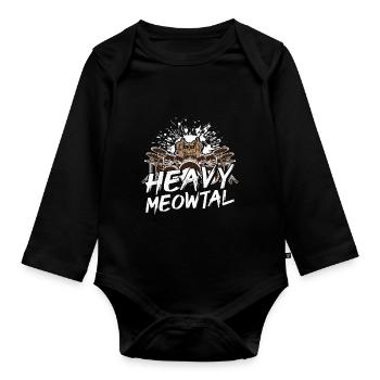 Heavy Meowtal Katze Heavy Metal Rock Headbanger Ca - Baby Bio-Langarm-Body - Schwarz - Vorne