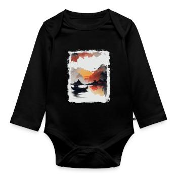 Japanisch - Ninh Binh Town - Baby Bio-Langarm-Body - Schwarz - Vorne