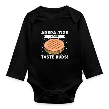 Arepa-Tize Your Taste Buds - Baby Bio-Langarm-Body - Schwarz - Vorne