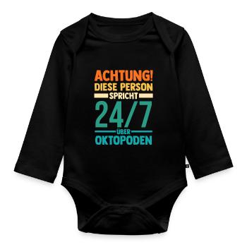 Tintenfisch Oktopus - Baby Bio-Langarm-Body - Schwarz - Vorne
