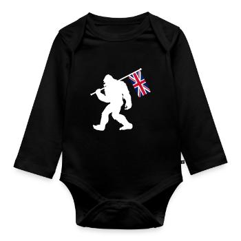 United Kingdom England Bigfoot - Baby Bio-Langarm-Body - Schwarz - Vorne