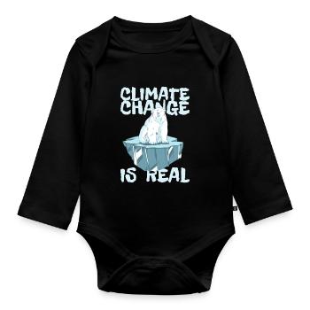 CLIMATE CHANGE IS REAL - Climate Change Climate Protection - Organic Longsleeve Baby Bodysuit - black - Front
