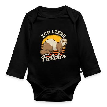 Ich liebe Frettchen Frettchenliebhaber Ferret - Baby Bio-Langarm-Body - Schwarz - Vorne
