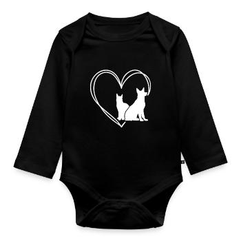 Süße Tierrettungshund -Katzenliebhaber - Baby Bio-Langarm-Body - Schwarz - Vorne