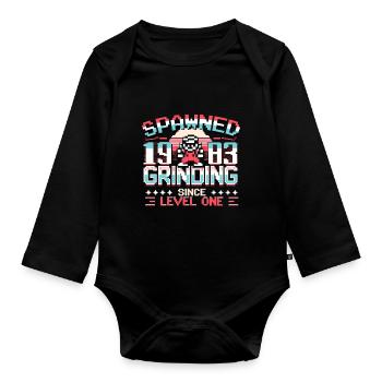 Spawned 1983 Grinding Since Level One Funny Gamer - Organic Longsleeve Baby Bodysuit - black - Front
