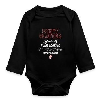 Ne vous flatte pas, j’ai votre - Body Bébé bio manches longues - noir - Devant