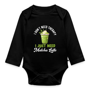 Matcha Tee Latte Liebhaber für grünen Tee Lustiger Matcha - Baby Bio-Langarm-Body - Schwarz - Vorne