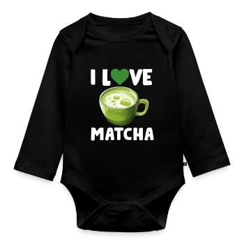 Matcha Tee Latte Liebhaber für grünen Tee Lustiger Matcha - Baby Bio-Langarm-Body - Schwarz - Vorne