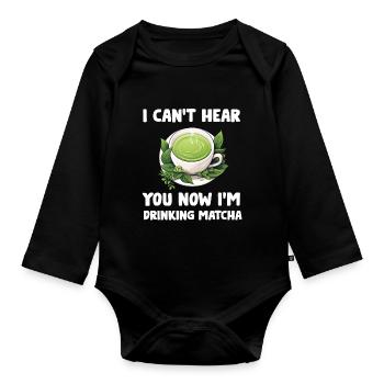 Matcha Tee Latte Liebhaber für grünen Tee Lustiger Matcha - Baby Bio-Langarm-Body - Schwarz - Vorne