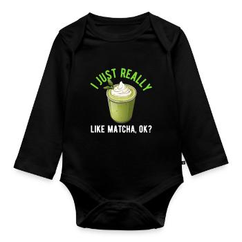 Matcha Tee Latte Liebhaber für grünen Tee Lustiger Matcha - Baby Bio-Langarm-Body - Schwarz - Vorne