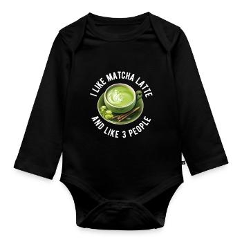 Matcha Tee Latte Liebhaber für grünen Tee Lustiger Matcha - Baby Bio-Langarm-Body - Schwarz - Vorne