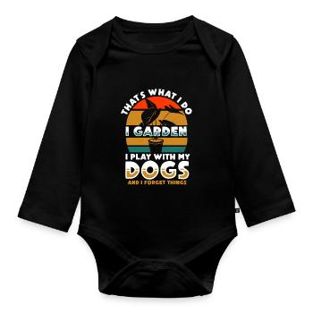 Garden and Dogs Planters Gifts Gardeners - Organic Longsleeve Baby Bodysuit - black - Front