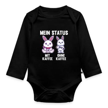 Hase Mein Status Mit Kaffee Ohne Kaffee - Baby Bio-Langarm-Body - Schwarz - Vorne