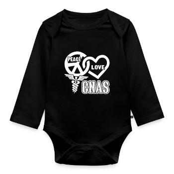 CNA Peace Love CNA - Organic Longsleeve Baby Bodysuit - black - Front