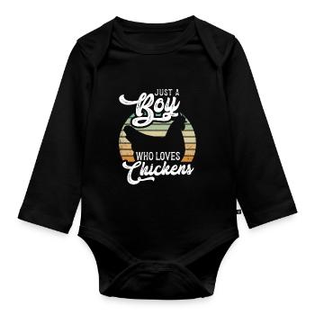 Amoureux de la poule Fermier Poulailler Amoureux de la poule - Body Bébé bio manches longues - noir - Devant