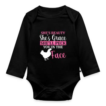 Amoureux de la poule Fermier Poulailler Amoureux de la poule - Body Bébé bio manches longues - noir - Devant