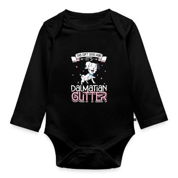 Dalmatian Glitter - Organic Longsleeve Baby Bodysuit - black - Front