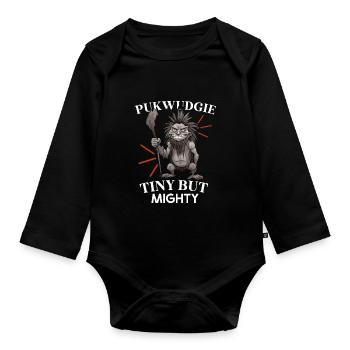 Pukwudgie, Cryptid, Folklore, Myths, Cryptozoologist - Organic Longsleeve Baby Bodysuit - black - Front