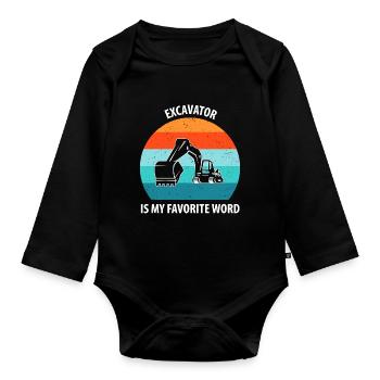 Bagger Baggerfahrer Baggerwagen - Baby Bio-Langarm-Body - Schwarz - Vorne