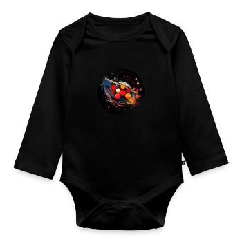 Jeu de snooker, table de snooker, boules de snooker, Vintage - Body Bébé bio manches longues - noir - Devant