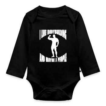 Sports de fitness Musculation Athlètes de sports de fitness - Body Bébé bio manches longues - noir - Devant