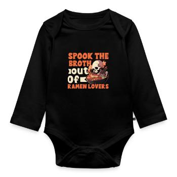 Horror Ramen Halloween Ramen Spooky Noodles - Organic Longsleeve Baby Bodysuit - black - Front