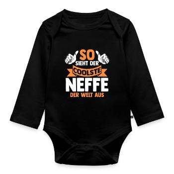 Coolste Neffe - Baby Bio-Langarm-Body - Schwarz - Vorne