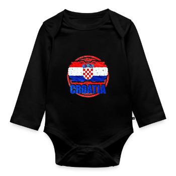 Croatia - Organic Longsleeve Baby Bodysuit - black - Front