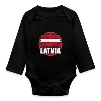 Latvia - Organic Longsleeve Baby Bodysuit - black - Front