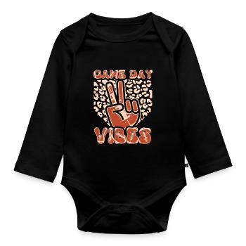 Game Day American Football Groovy Football - Organic Longsleeve Baby Bodysuit - black - Front