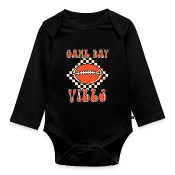 Game Day American Football Groovy Football - Organic Longsleeve Baby Bodysuit - black - Front