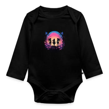 gardener, gardener, landscaper, gardening - Organic Longsleeve Baby Bodysuit - black - Front